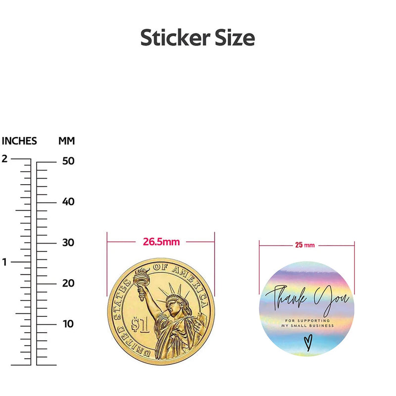 100 - Rainbow Laser Thank You Stickers 1inch Small - View 2 | SAMAG