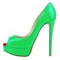 Women Stilettos Sexy Pumps 14cm Extremely Platform Peep Toe High Heels Patent Leather Party Nighclub Dress Red Wedding Shoes
