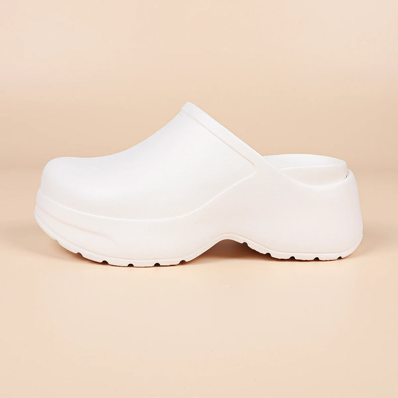 Women's Platform Heels Closed Toe Mules Clogs Breathable EVA Thick Sole Waterproof Slippers From Home