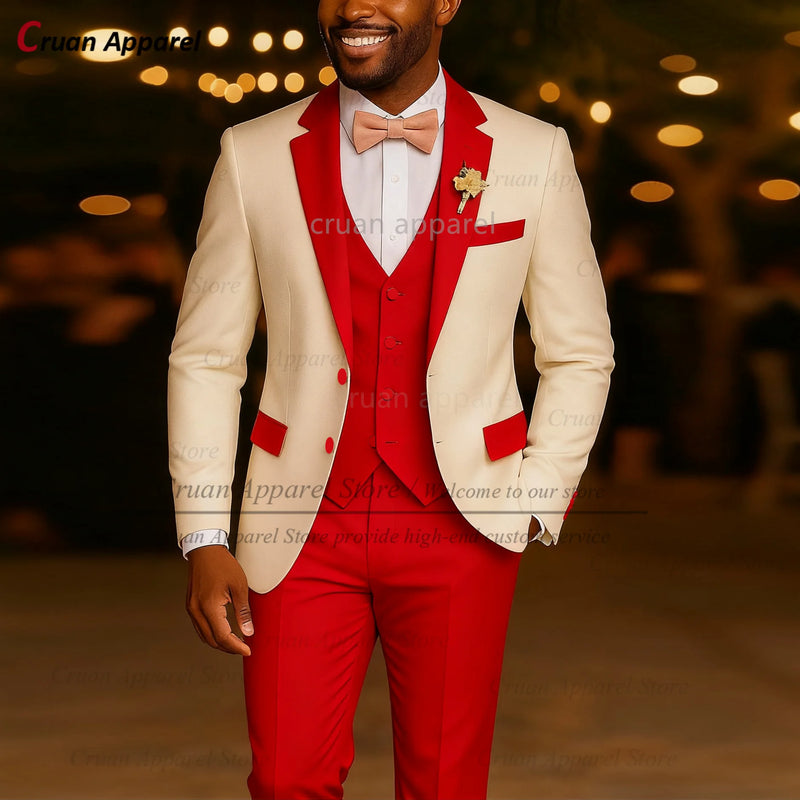 Suit Sets For Men Wedding Banquet Custom Groomsman Elegant Outfits Evening Dinner Male Blazer Vest Pants 3 - View 5 | SAMAG