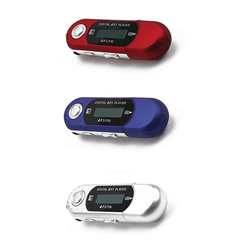 1/2/3 Mini MP3 Player USB 2.0 Small Flash Drive Multilanguage LCD Music Player with 3.5mm Audio Jack Automatic Shutdown for Red