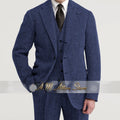 Grey Exquisite Men 3pcs Suit Herringbone Peak Lapel Jacket Vest Pants Set for Wedding Prom Graduation Birthday Party Father Gift