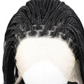 Ombre Grey Box Braided Wigs Braids For Black Women 26Inch Long Crochet Braids Synthetic Hair Wig Dark Roots 13x3 Lace Front Wig