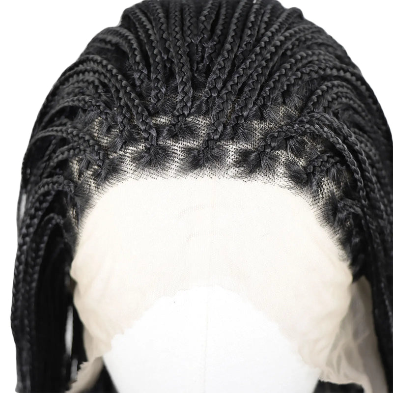 Ombre Grey Box Braided Wigs Braids For Black Women 26Inch Long Crochet Braids Synthetic Hair Wig Dark Roots 13x3 Lace Front Wig