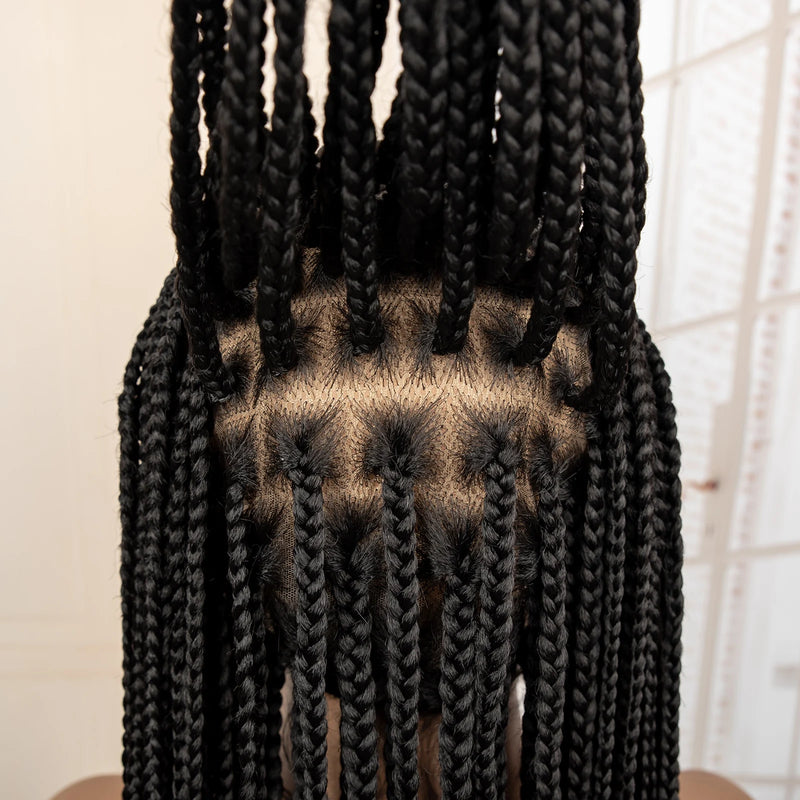 African Braided Hair Wigs Synthetic Full Lace Cornrow Knotless Box Braiding Wigs for Black Women Lace Frontal Crochet Braids Wig