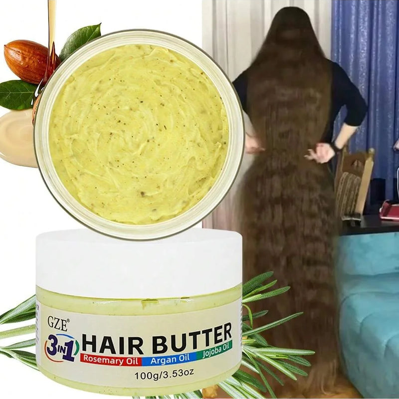 GZE 3 in 1 Hair Butter Nourishing Cream with Rosemary, Argan & Jojoba Oils for Deep Conditioning, Frizz Control, Stong Hair Root