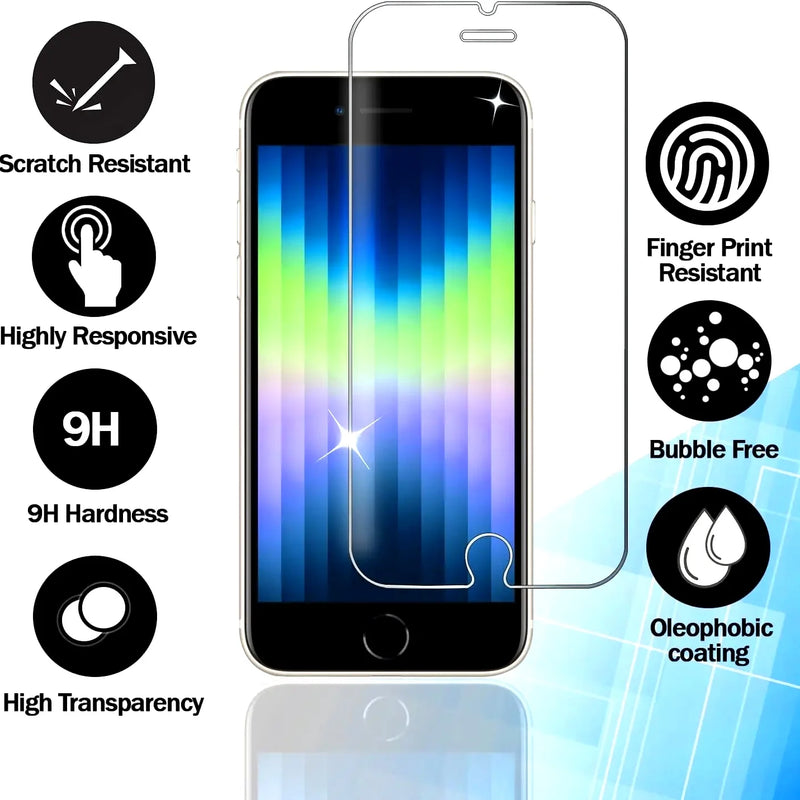 4Pcs Full Cover Tempered Glass For iPhone 6 6S 7 8 Plus Screen Protector For iPhone Se2020 2022 Glass