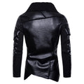 Autumn new men's locomotive leather jacket personality irregular punk leather jacket
