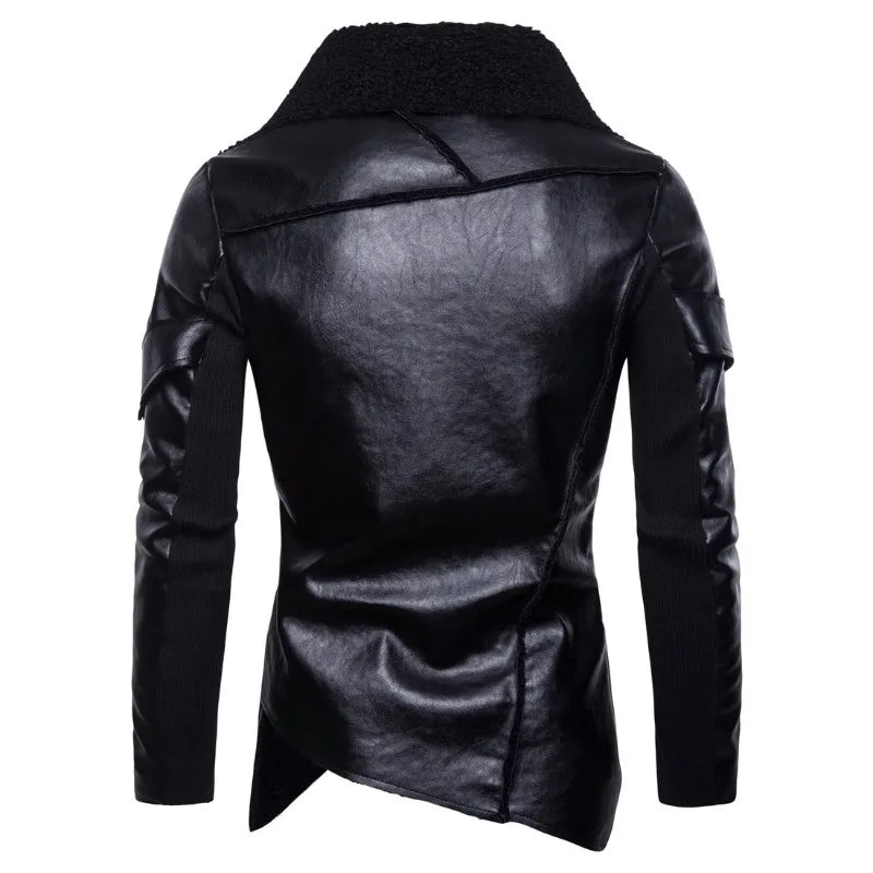 Autumn new men's locomotive leather jacket personality irregular punk leather jacket