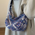 Vintage Female Shoulder Messenger Bag Trend Simple Zipper Handbags Ethnic-Style Canvas Shoulder Bag Small Tote Crossbody Bags