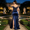 Royal Blue Star Sequin Mermaid Evening Dress Off Shoulder | SAMAG