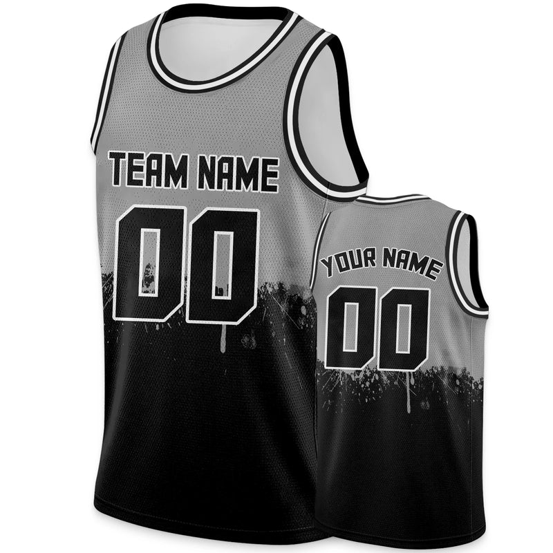 Black Gray Custom Basketball Jersey Tank Hop Personalized Print Team Name Number Logo Sports Shirts for Men Women Youth Kids