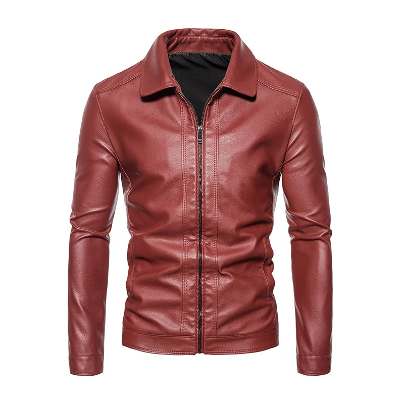 Spring Men's PU Leather Jacket Business Male Slim Fit Jacket Motorcycle Jackets Faux Leather Casual Windproof Black Leather Coat