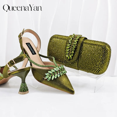 Queena Yan Fashionable Olive Color Diamond Decorative | SAMAG
