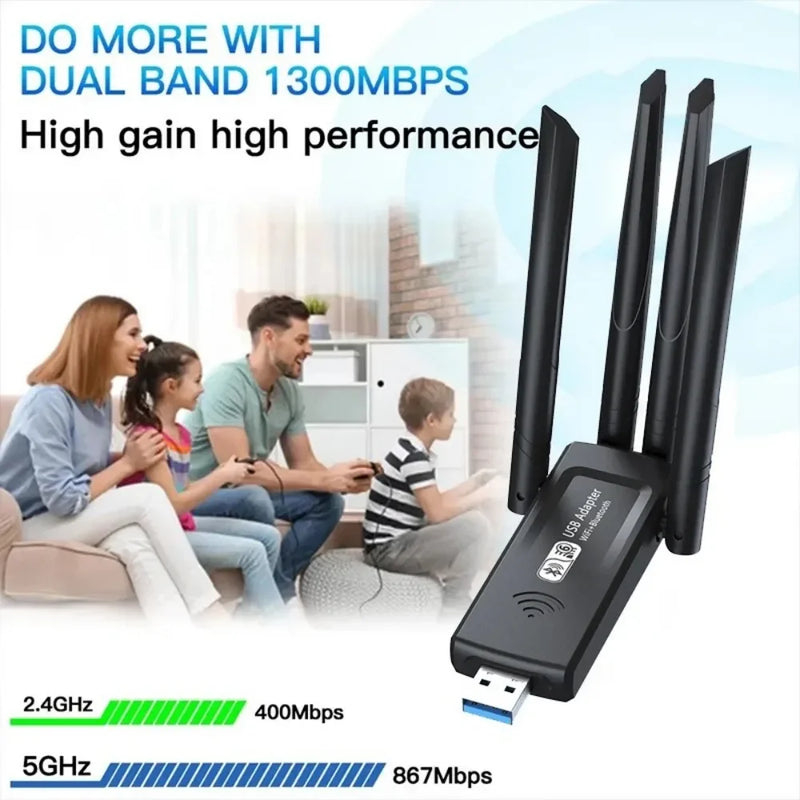 KEBIDUMEI 1300Mbps WiFi Adapter Network Card Dual Band 2.4G/5GHz Bluetooth 5.4 Wireless Receiver - Visuel 4 | SAMAG