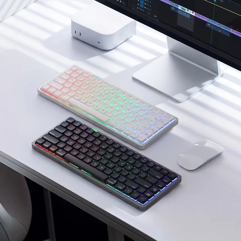 Akko Air 01 Mechanical Keyboard 75% 84-Key Mac Layout Custom Low Profile Hot-swappable RGB Tri-mode Keyboard Gasket Aluminum