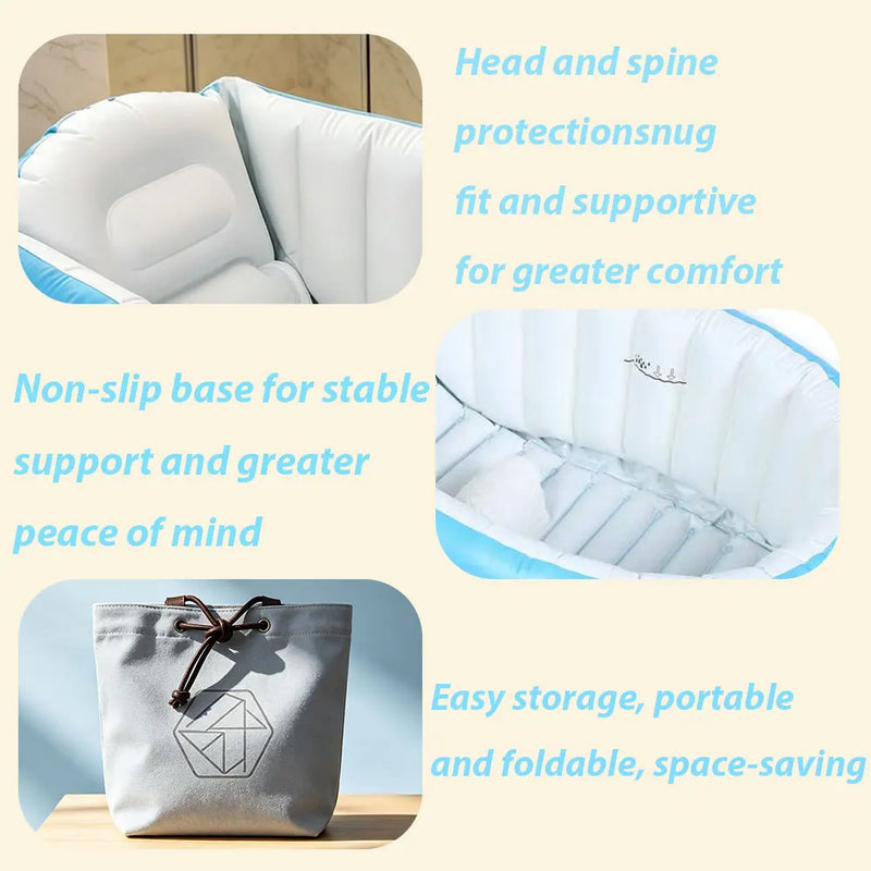 Inflatable Baby Bathtub with Air Pump Portable Foldable Kids Bath Tub Indoor Outdoor Travel Shower Basin for Newborn Toddler