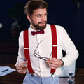 Men's Suspender Trousers Braces with Strong 2 inch Wide 4 Clips Heavy Duty for High Elastic X Style - Visuel 2 | SAMAG