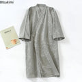 2026 New Men's 100% Cotton Gauze Bath Robes Loose Thin Japanese Kimono Pajamas for Men Casual Lace Up Bathrobes V-Neck Nightgown