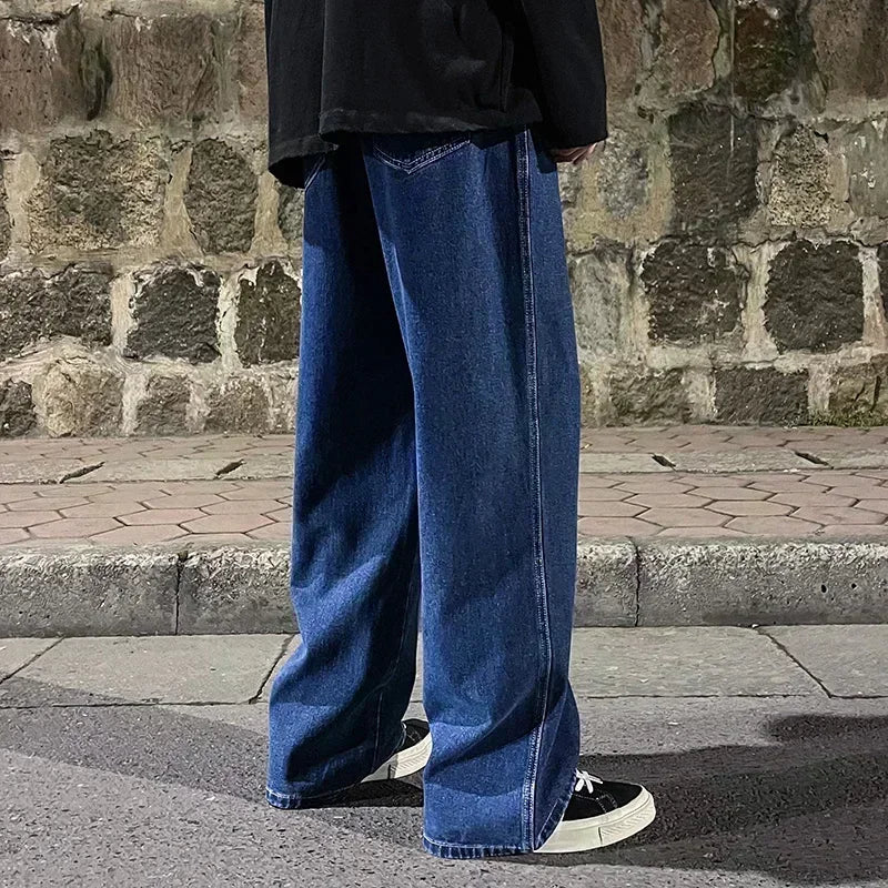Streetwear Loose Jeans Men Korean Style Fashion Straight | SAMAG