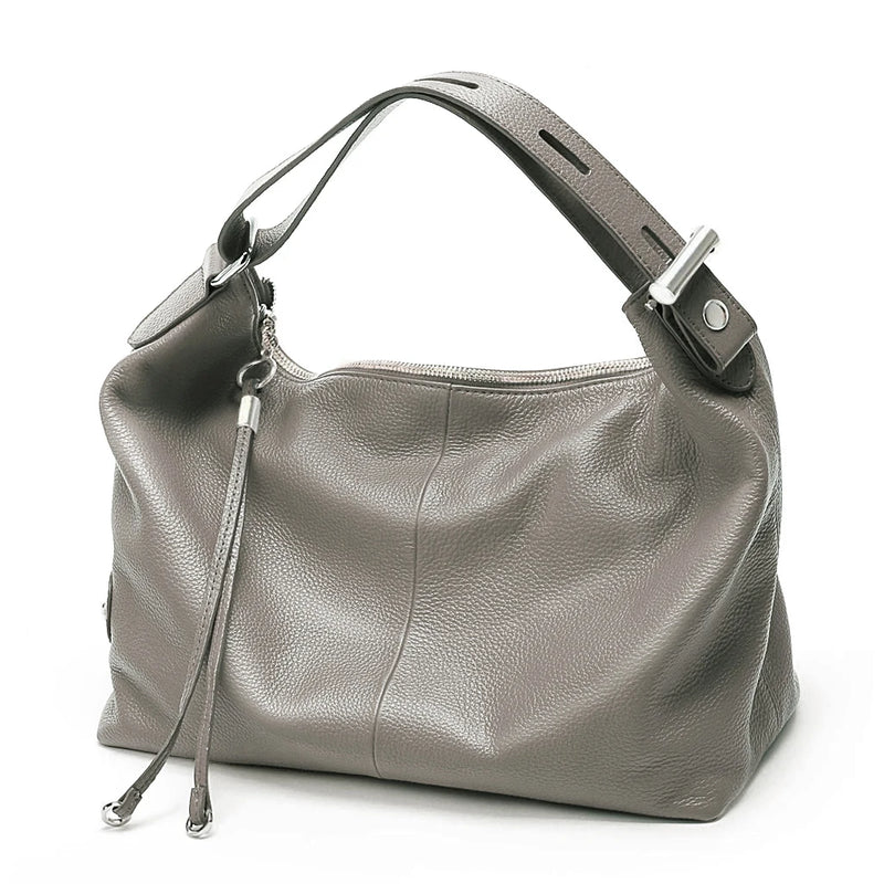 Zency 100% Genuine Leather Women Hobo Bag White Lady Tassel Shoulder Bags Classic Red Handbag Crossbody Purse 2024 Trendy