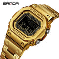 SANDA 2162 Men's Electronic Watch Square Waterproof Multi Functional Wrist Watch Square Fashion Night Light Steel Digit Watches