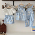 6M -3Y Baby Clothes Outfits Summer New Korean Style Short sleeve + Flower Embroidery Shorts Sets Toddler Costume Cute Girls Suit