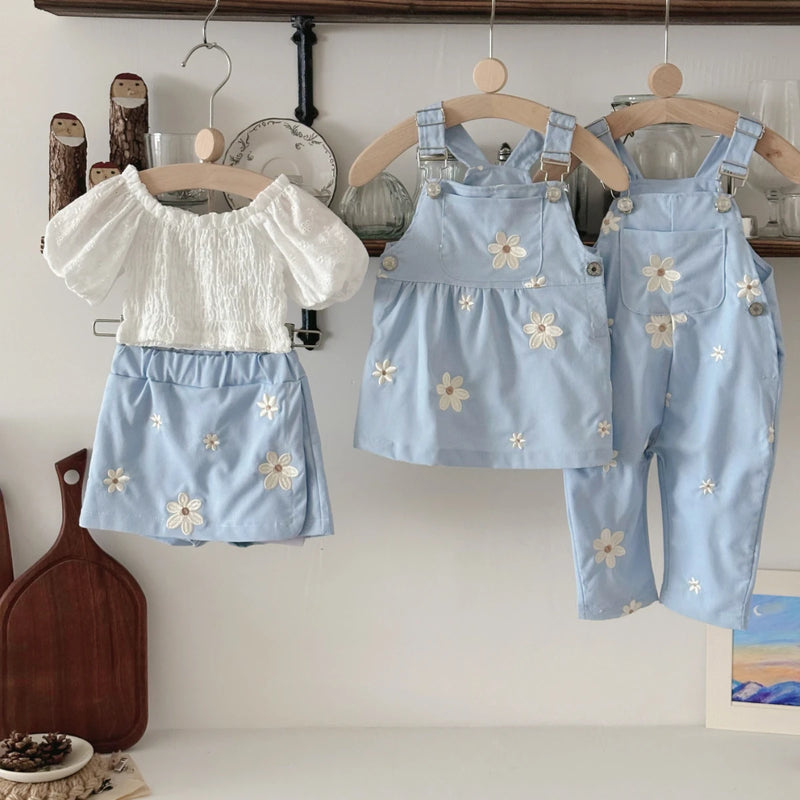 6M -3Y Baby Clothes Outfits Summer New Korean Style Short sleeve + Flower Embroidery Shorts Sets Toddler Costume Cute Girls Suit