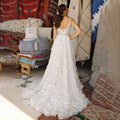 Customized A - LINE Simple Wedding Dresses Leaf Appliques - View 4 | SAMAG