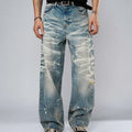 【HME】Men's jeans Street‑Style Distressed Denim Pants | SAMAG