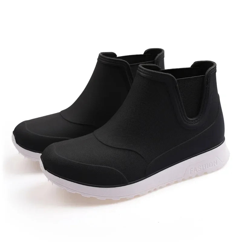 Men's Outdoor Hiking Rain Boots  Weight Rain Beach Non Slip Shoes Fishing Rain Black Work Shoes Durable Waterproof Rubber Shoes