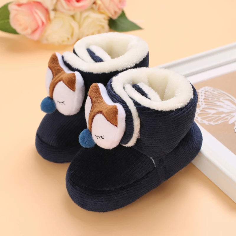 Winter New Cute Cartoon Baby Booties Boy Girl Boots Cotton Soft-Sole Non-Slip Warm Toddler First Walkers Infant Crib Shoes
