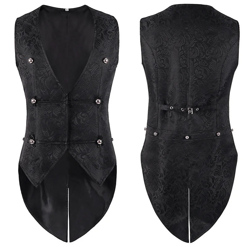 Men's Vests Medieval-Style Vintage Costume Tuxedo Sleeveless Vests European Vintage Stage Halloween Costume Gothic Jacket Set