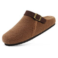 Crestar Fuzzy Clogs Slipper For Women Winter Non-slip Cork Footbed Mules With Adjustable Strap Lady Comfort Casual Potato Shoes