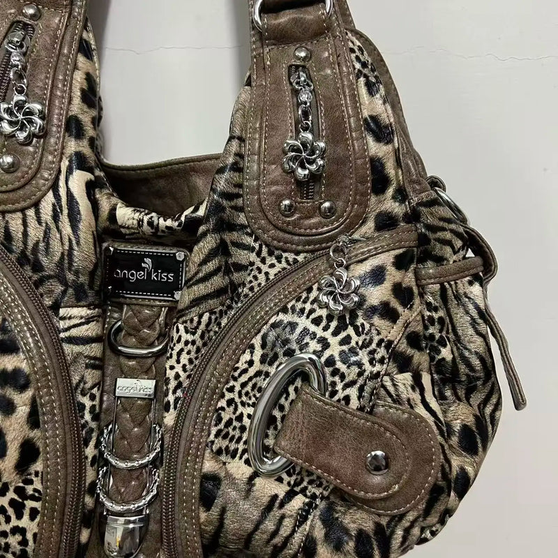 Women Handbags Fashion Leopard Shoulder Bag Large Tote Top-handle Shopping Pack Multifunctional Satchel Lady Hobos  Big Purse