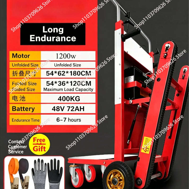 Electric Stair Climbing Car for 400KG Home Improvement Crawler Type up down Stair Climber Vehicle Flat Truck Staircase Tool