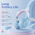 Cat Ear Headphones Bluetooth 5.1 Wireless Earphones with RGB Light Detachable Mic 40mm Stereo Drivers for Gaming Calls & Music