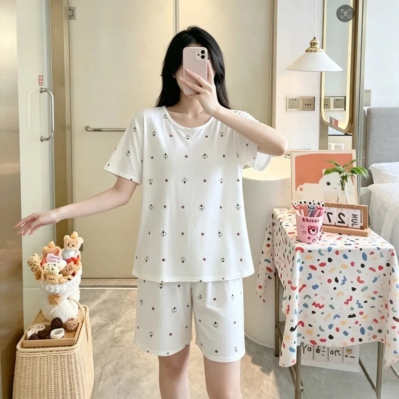 Women's Summer Thin Pajama Set, Short‑Sleeve | SAMAG