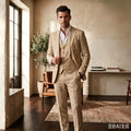 3 Pieces Linen Breathable Suit Separates Blazer with Vest Pants for Men Summer Beach Wedding Casual Party Suits for Men Suits