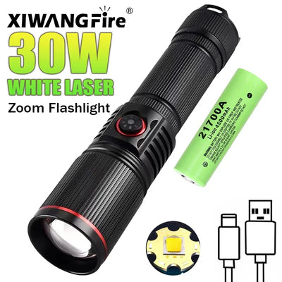 30W High Power LED Flashlight Zoom Torch USB Rechargeable | SAMAG