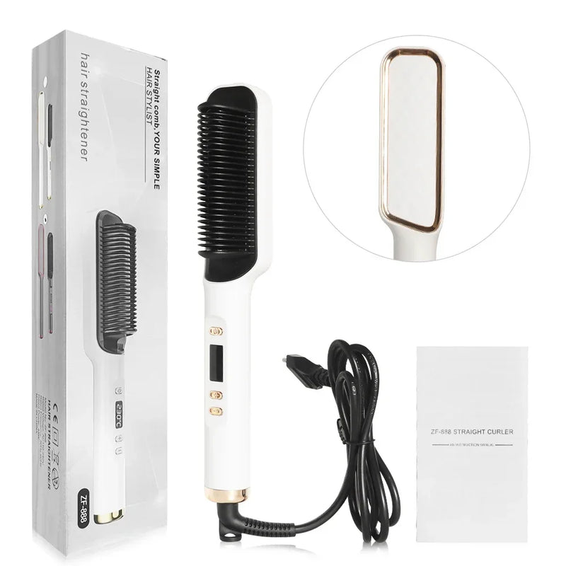 Electric Hot Comb Straight Hair Straightener Comb Straightening Brush Negative Ion Multifunctional Anti-Scalding Styling Tool