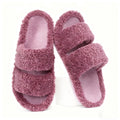 Litfun Winter Fluffy Women's Slippers Anti-slip Open-toe Slides Soft Sole Indoor Slides Furry Warm Cozy Bedroom Women's Slippers
