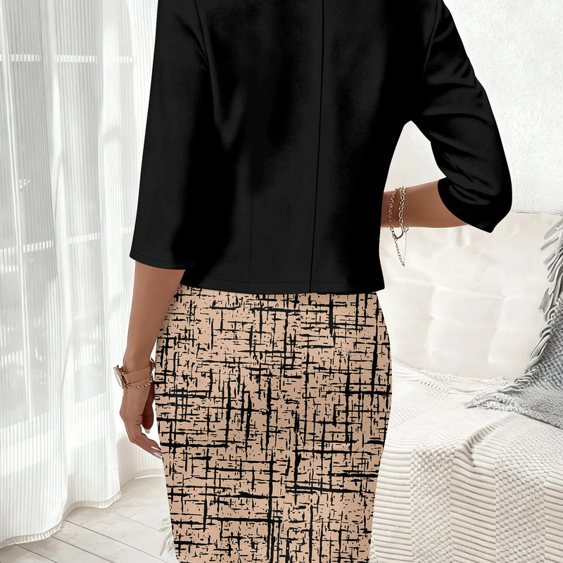 Printed Design Autumn and winter styles Geometric Print Pattern Design casual style dress suit