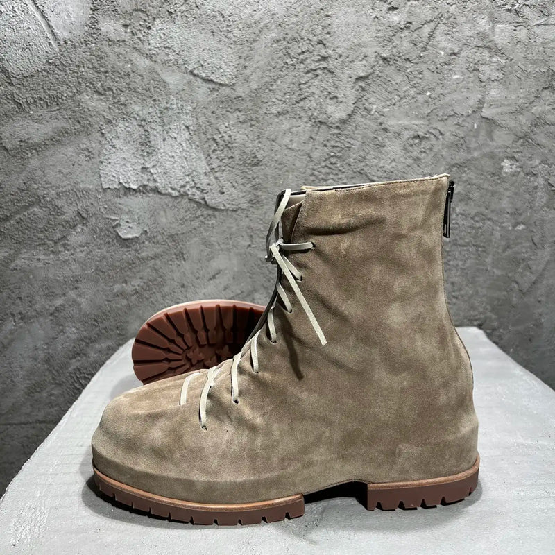Men's High Top Shoes Platform Lace Up Zip Leather Luxury Man Sneakers High Street Autumn Black Yellow Designer Boots