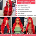 Hot Red Human Hiar Wigs 13x4 13x6 Lace Frontal Wig Body Wave Brazilian Colored Human Hair Wigs 30 36 Inch for Women  Pre plucked