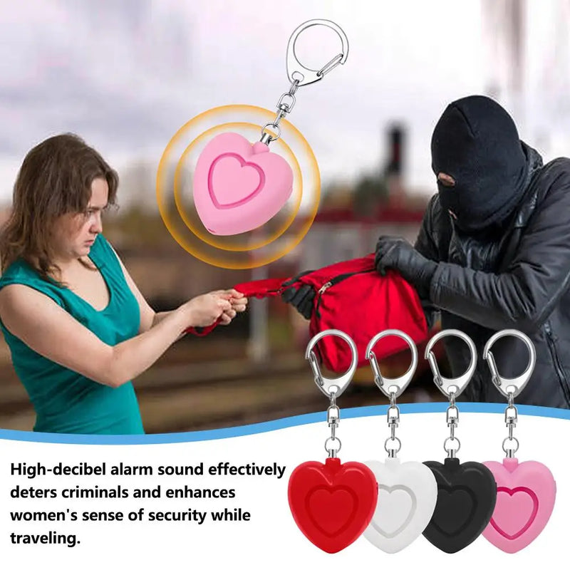 Heart Shape Personal Safety Alarm, 130dB Emergency Self Defense Keychain for Women, Personal Security Anti Attack Tool