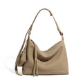 BURMINSA Genuine Leather Hobo Bags For Women Soft Slouchy Vintage Half Moon Shoulder Bag Cowhide Daily Work Commuter Handbags