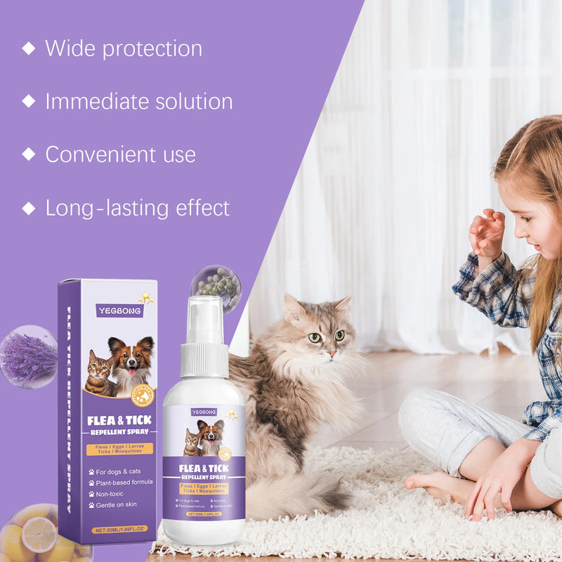 50ML Topical Pet Deworming Spray Gentle Formula Eliminates Mites & Fleas Effective External Insect Repellent for Cats & Dogs