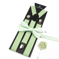 Novalty Sage Green Suspender Bowtie Set For Men Women Kids Romatic Wedding Party Elastic Y-back Straps Pants Shirt Accessory