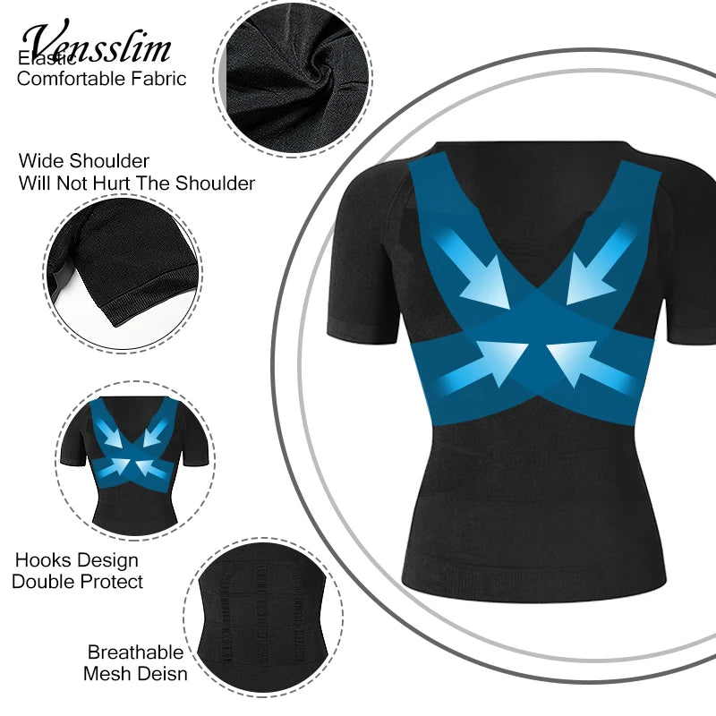 Vensslim Men Slimming Body Shaper Belly Control Shapewear Man Shapers Underwear Waist Trainer Top Corrective Posture Vest Corset